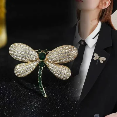 Green Zircon Steric Dragonfly Brooch